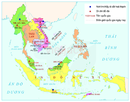 H&atilde;y chỉ ra những dấu t&iacute;ch của Người tối cổ t&igrave;m thấy được ở Đ&ocirc;ng Nam &Aacute; v&agrave; Việt Nam tr&ecirc;n lược đồ